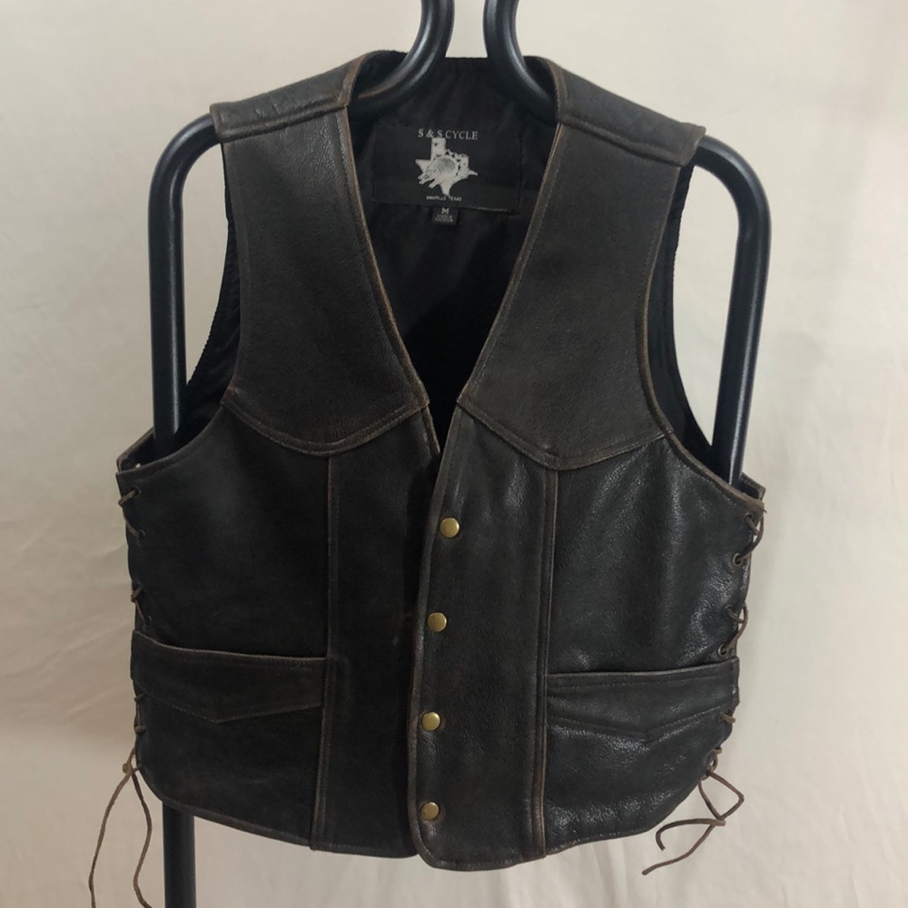 S&A Cycle Brown Leather Vest